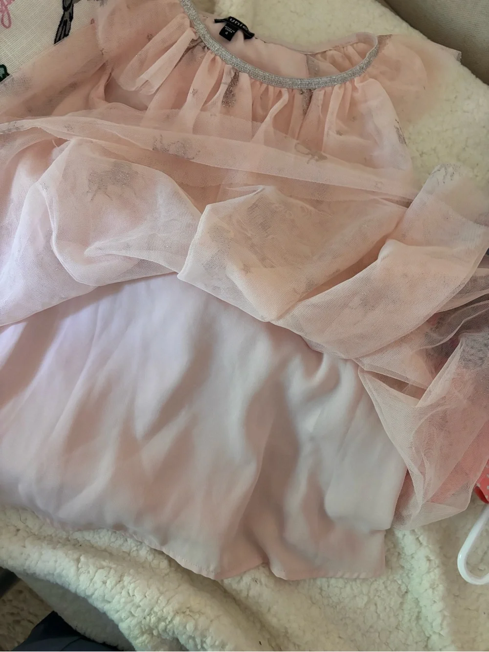Zunie Blush Pink & Silver Tulle Party Dress with Glitter Univorns